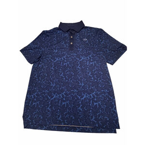 Good Good Golf Polo Mens Blue Floral Camo Performance Shirt Short Sleeve Sz M